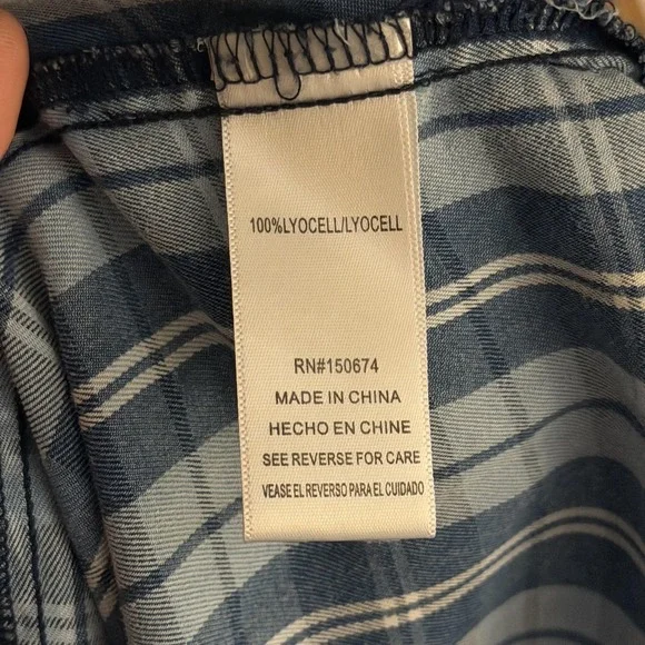 Billy T Shirt Dress Womens Medium Blue Plaid Button Front Pockets Midi Casual - Picture 11 of 16